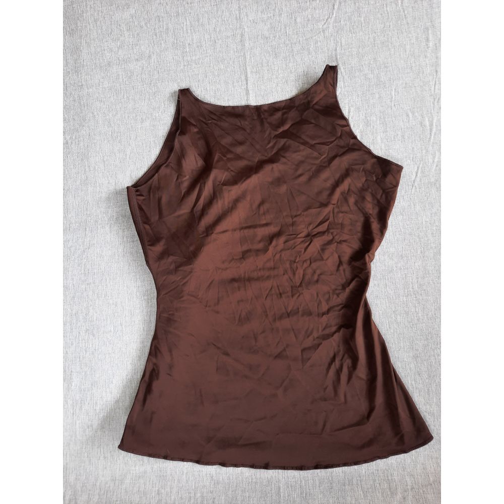 SPANX Women's 1X Outdoor Stretch Tank Tops Blouse Brown Round Neck Polyester